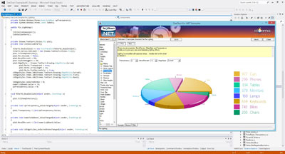 Lighting effects display on a Pie Chart.
Using TeeChart for .NET in Visual Studio .NET. 